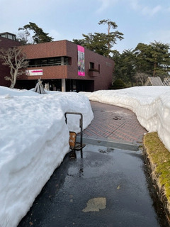 博物館前庭の雪