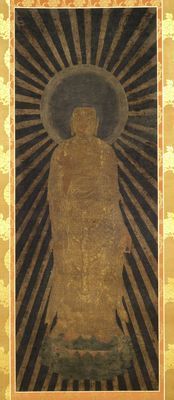 絹本彩色画 【 寒 牡 丹 ノ 図 】 木枠扁額仕立て 無落款