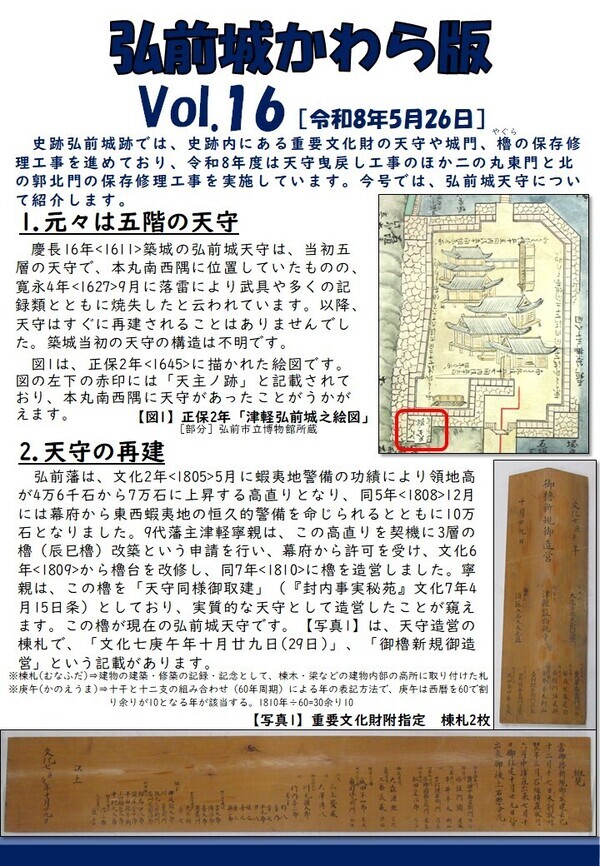 弘前城かわら版Vol.16表面の画像